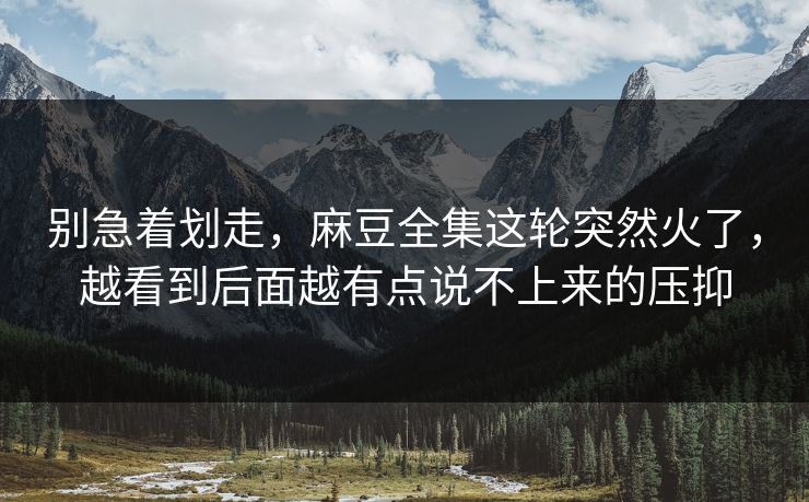 别急着划走，麻豆全集这轮突然火了，越看到后面越有点说不上来的压抑