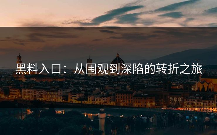 黑料入口：从围观到深陷的转折之旅