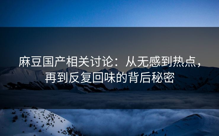 麻豆国产相关讨论：从无感到热点，再到反复回味的背后秘密