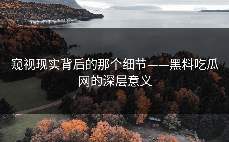 窥视现实背后的那个细节——黑料吃瓜网的深层意义
