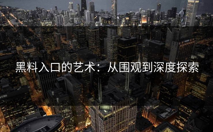 黑料入口的艺术：从围观到深度探索