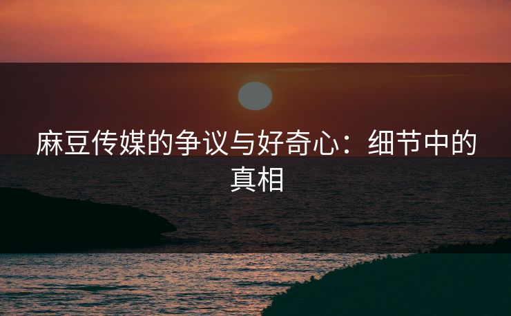 麻豆传媒的争议与好奇心：细节中的真相