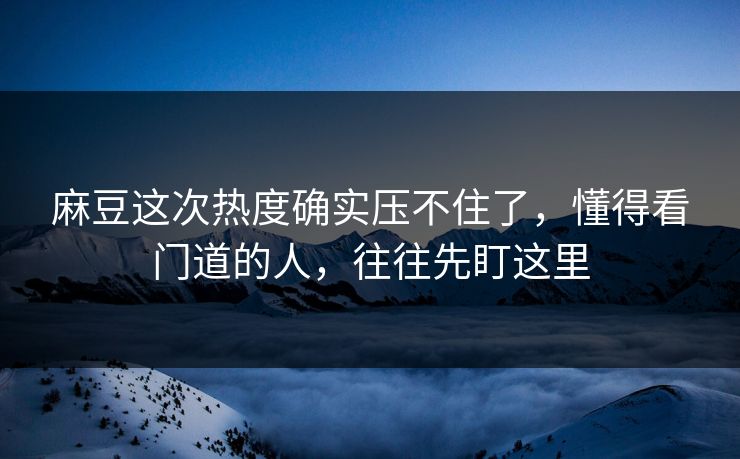 麻豆这次热度确实压不住了,懂得看门道的人,往往先盯这里