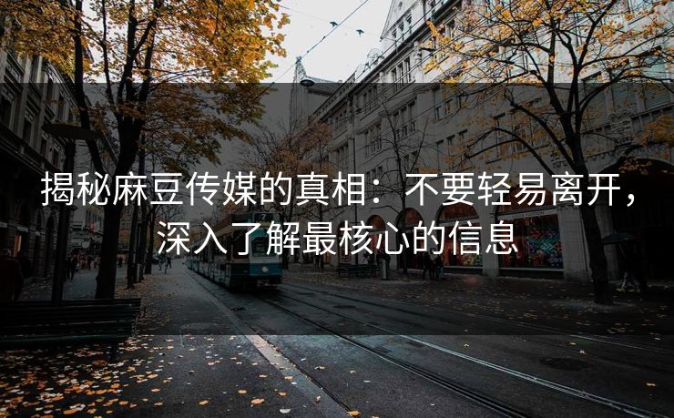揭秘麻豆传媒的真相：不要轻易离开，深入了解最核心的信息