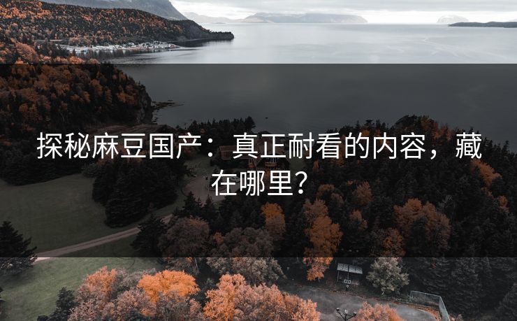 探秘麻豆国产：真正耐看的内容，藏在哪里？