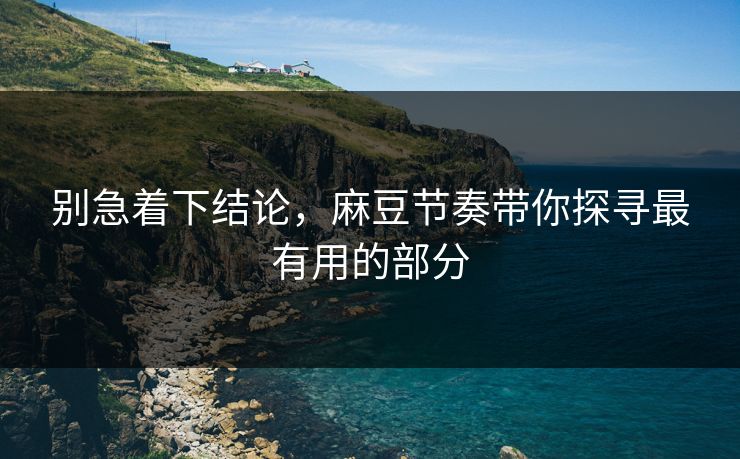 别急着下结论,麻豆节奏带你探寻最有用的部分