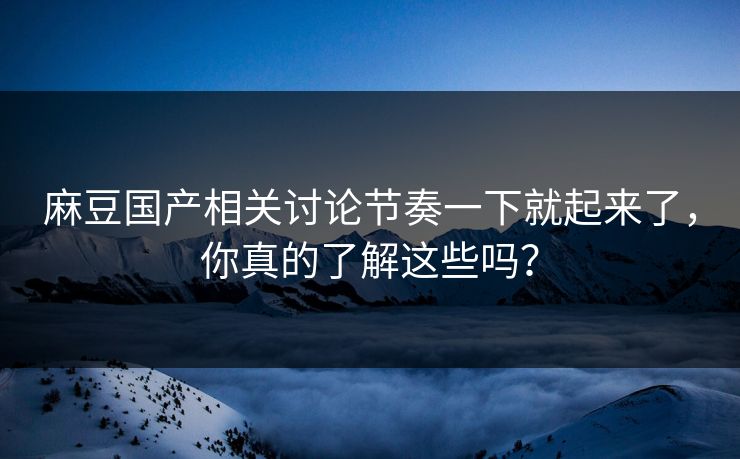 麻豆国产相关讨论节奏一下就起来了,你真的了解这些吗?
