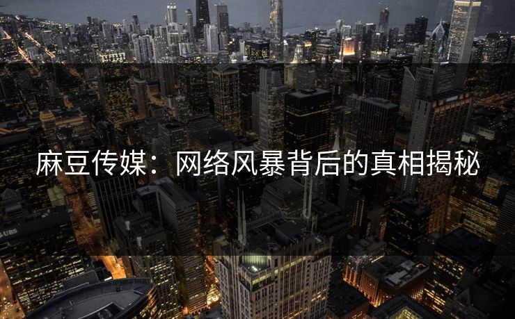 麻豆传媒:网络风暴背后的真相揭秘 麻豆传媒:网络风暴背后的真相揭秘