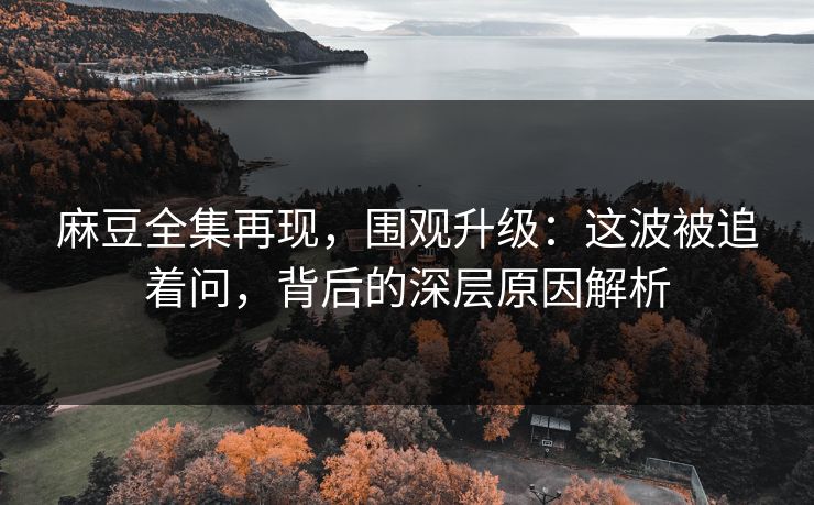 麻豆全集再现,围观升级:这波被追着问,背后的深层原因解析 麻豆全集再现,围观升级:这波被追着问,背后的深层原因解析